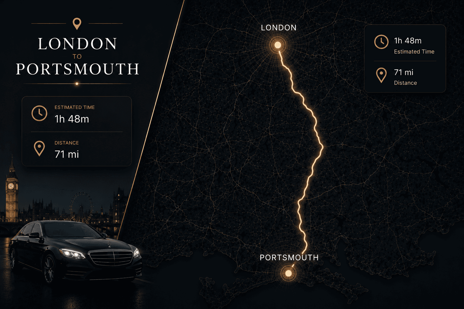 London → Portsmouth city to city transfer